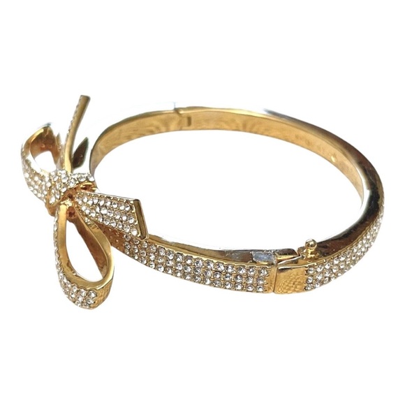 Kate Spade Crystal Pave Bow Hinged Bangle Bracelet - Picture 8 of 13